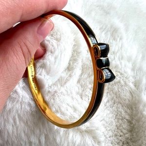Kate Spade Take A Bow Black & Gold Bracelet | Enamel Bow | 7.5” Interior | GUC
